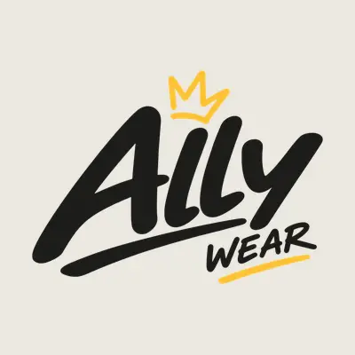Ally WEAR 品牌標誌：手寫字標加皇冠